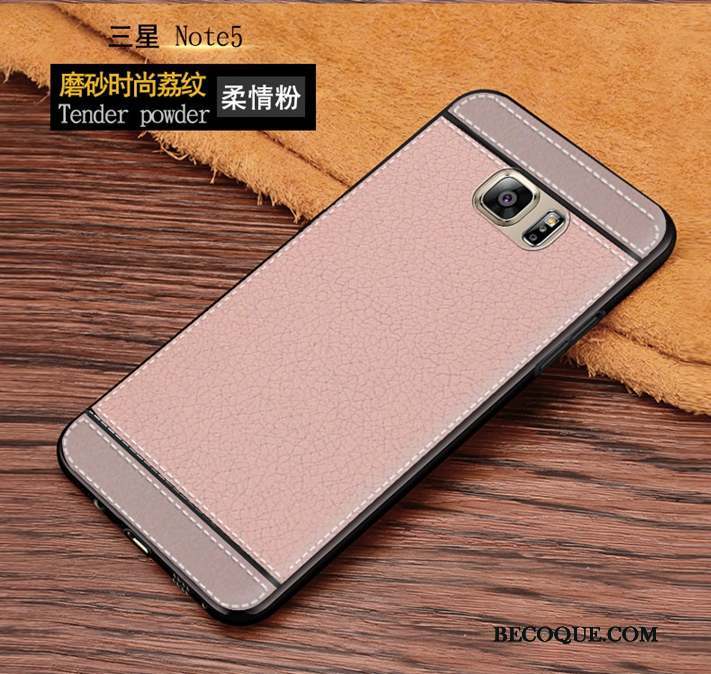 Samsung Galaxy Note 5 Coque Incassable Noir Protection Marron Délavé En Daim Tendance