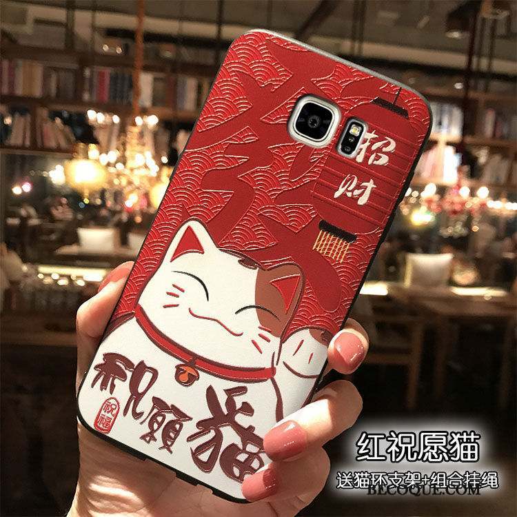 Samsung Galaxy Note 5 Coque Richesse Rouge Étui Chat Silicone