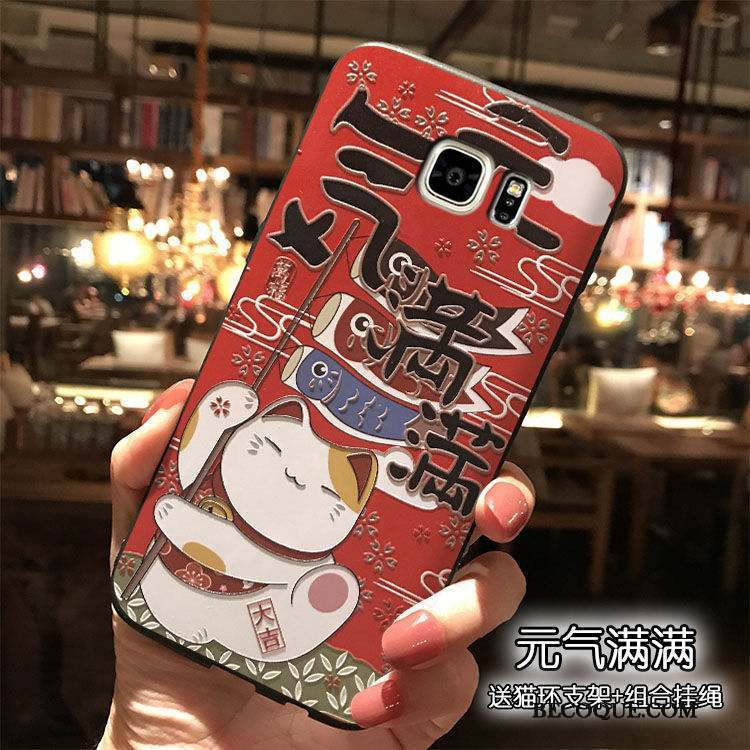 Samsung Galaxy Note 5 Coque Richesse Rouge Étui Chat Silicone