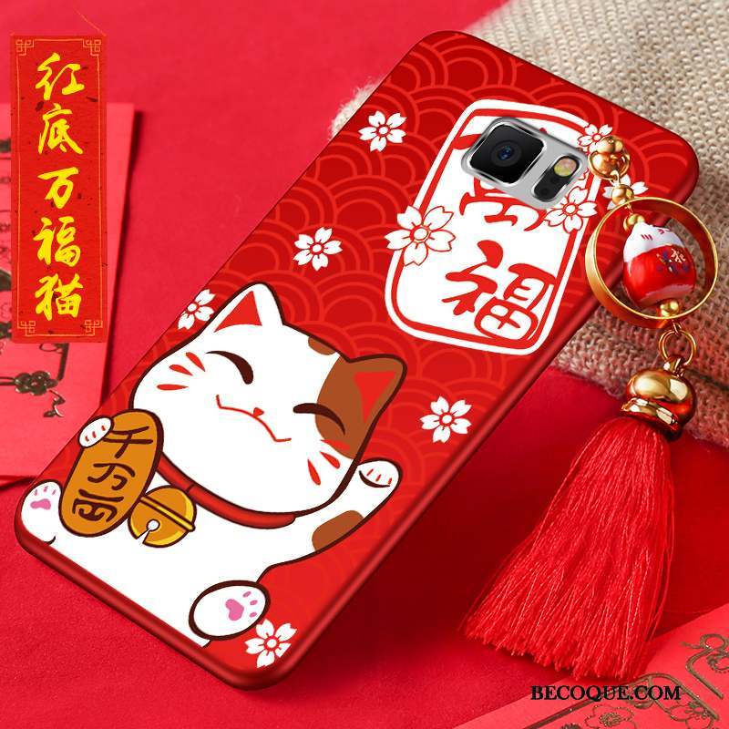 Samsung Galaxy Note 5 Coque Silicone Nouveau Rouge Étui Chat Incassable