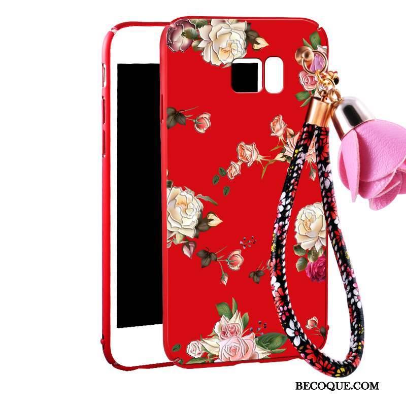 Samsung Galaxy Note 5 Ornements Suspendus Délavé En Daim Téléphone Portable Coque De Téléphone Étui Rouge