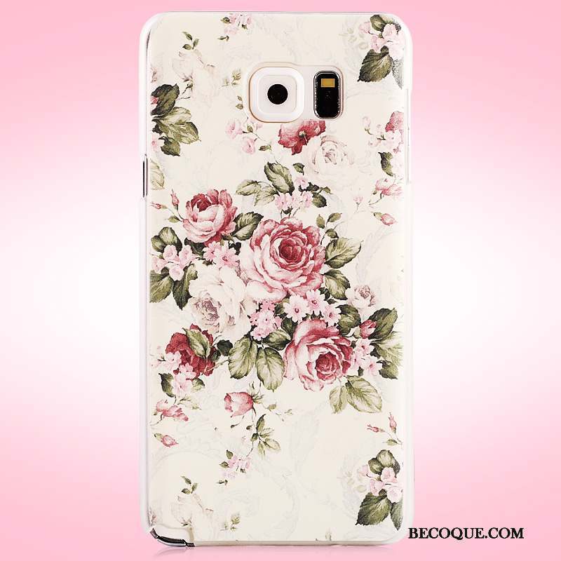 Samsung Galaxy Note 5 Étui Fleurs Coque De Téléphone Protection Délavé En Daim Peinture