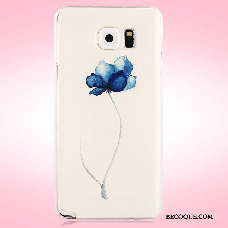 Samsung Galaxy Note 5 Étui Fleurs Coque De Téléphone Protection Délavé En Daim Peinture