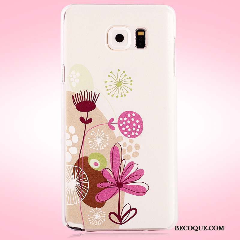 Samsung Galaxy Note 5 Étui Fleurs Coque De Téléphone Protection Délavé En Daim Peinture