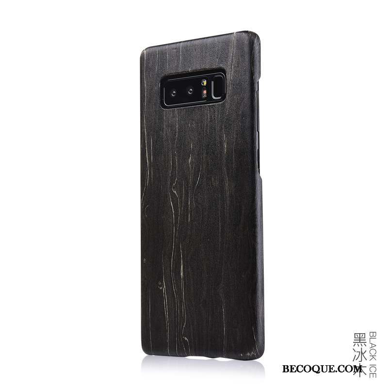 Samsung Galaxy Note 8 Bois Massif Coque De Téléphone Noir Mince En Bois
