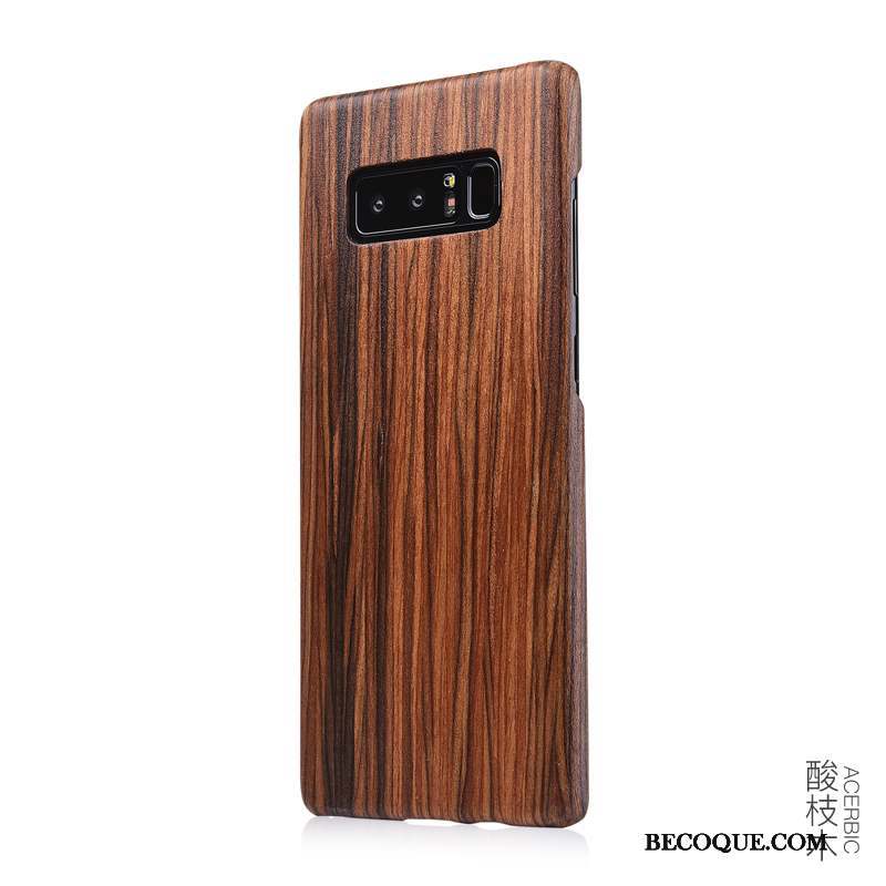 Samsung Galaxy Note 8 Bois Massif Coque De Téléphone Noir Mince En Bois