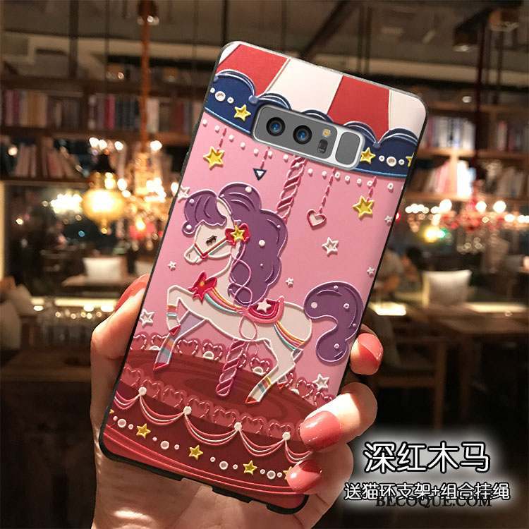 Samsung Galaxy Note 8 Coque Charmant Dessin Animé Violet Ornements Suspendus Étui