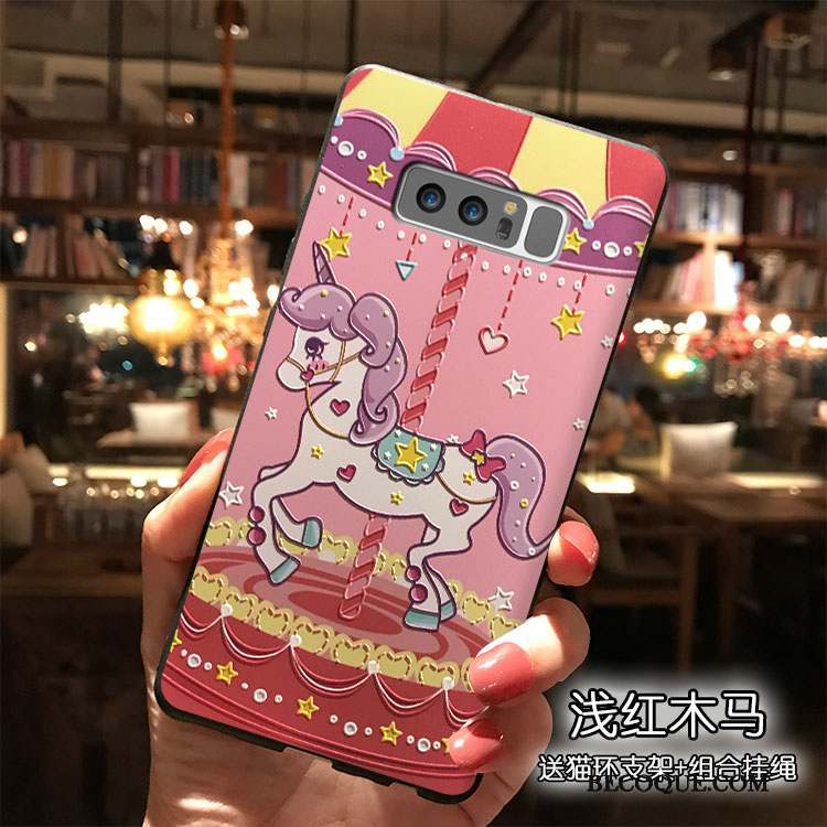 Samsung Galaxy Note 8 Coque Charmant Dessin Animé Violet Ornements Suspendus Étui