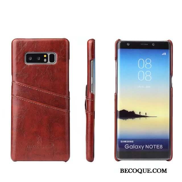 Samsung Galaxy Note 8 Coque Couvercle Arrière Étui Étui En Cuir Téléphone Portable Cuir Véritable Bleu