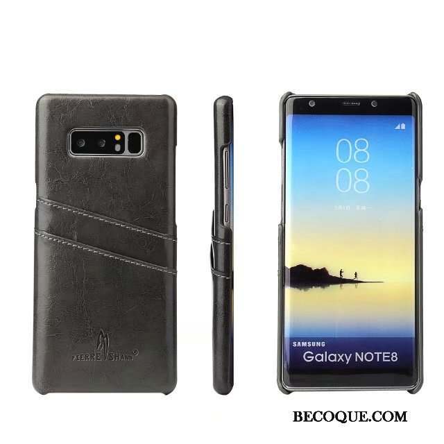 Samsung Galaxy Note 8 Coque Couvercle Arrière Étui Étui En Cuir Téléphone Portable Cuir Véritable Bleu