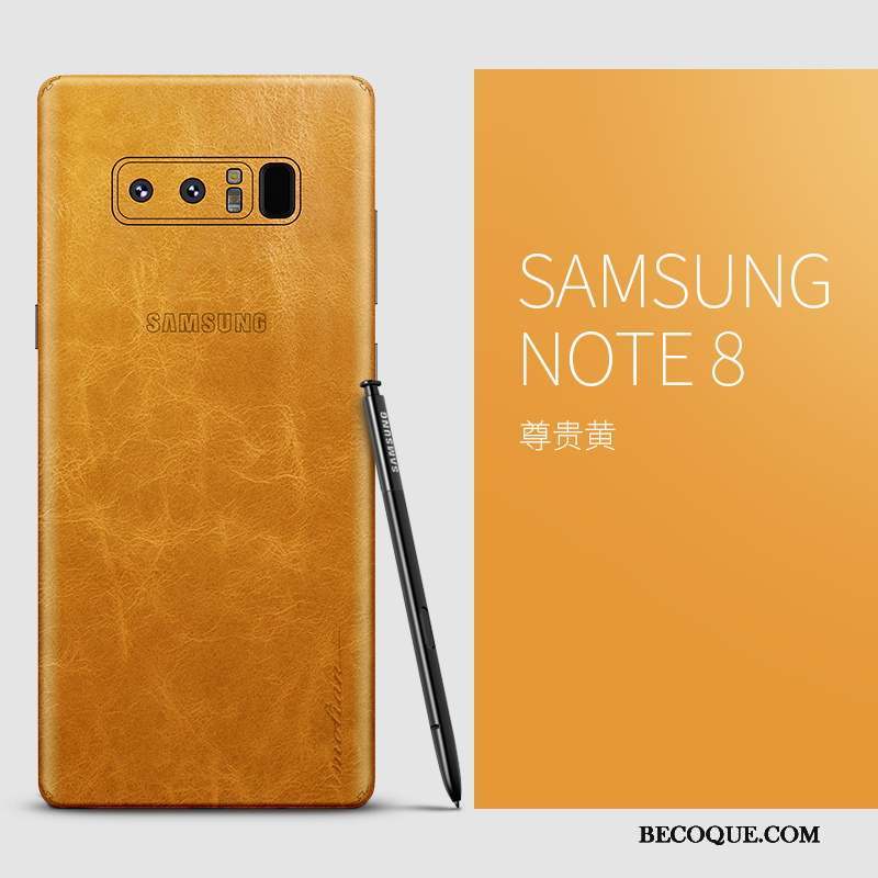 Samsung Galaxy Note 8 Coque De Téléphone Cuir Véritable Créatif Étui Noir Tout Compris