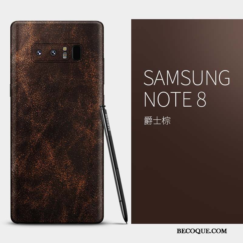 Samsung Galaxy Note 8 Coque De Téléphone Cuir Véritable Créatif Étui Noir Tout Compris