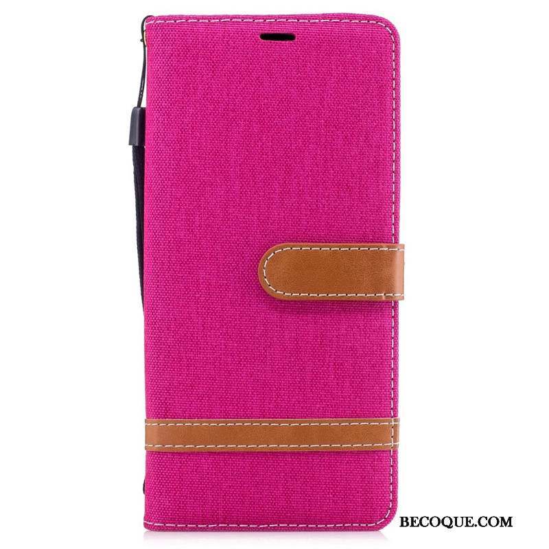 Samsung Galaxy Note 8 Coque En Denim Tout Compris Protection Tendance Rouge Clamshell