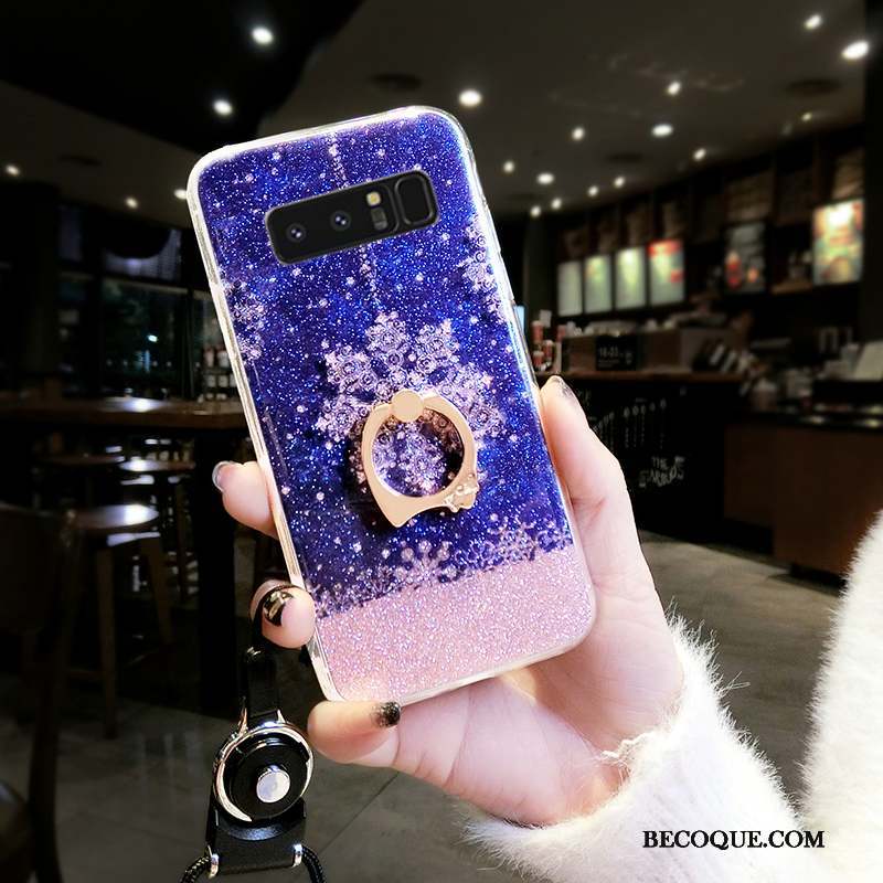 Samsung Galaxy Note 8 Coque Flocon De Neige Incassable Difficile Tendance Personnalité Bleu