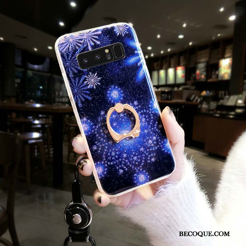 Samsung Galaxy Note 8 Coque Flocon De Neige Incassable Difficile Tendance Personnalité Bleu