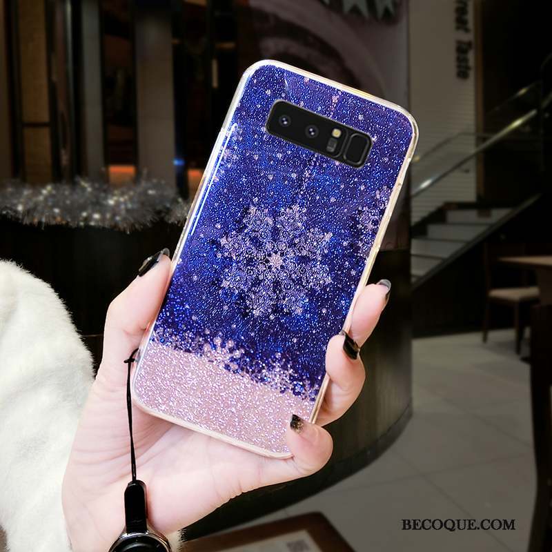 Samsung Galaxy Note 8 Coque Flocon De Neige Incassable Difficile Tendance Personnalité Bleu