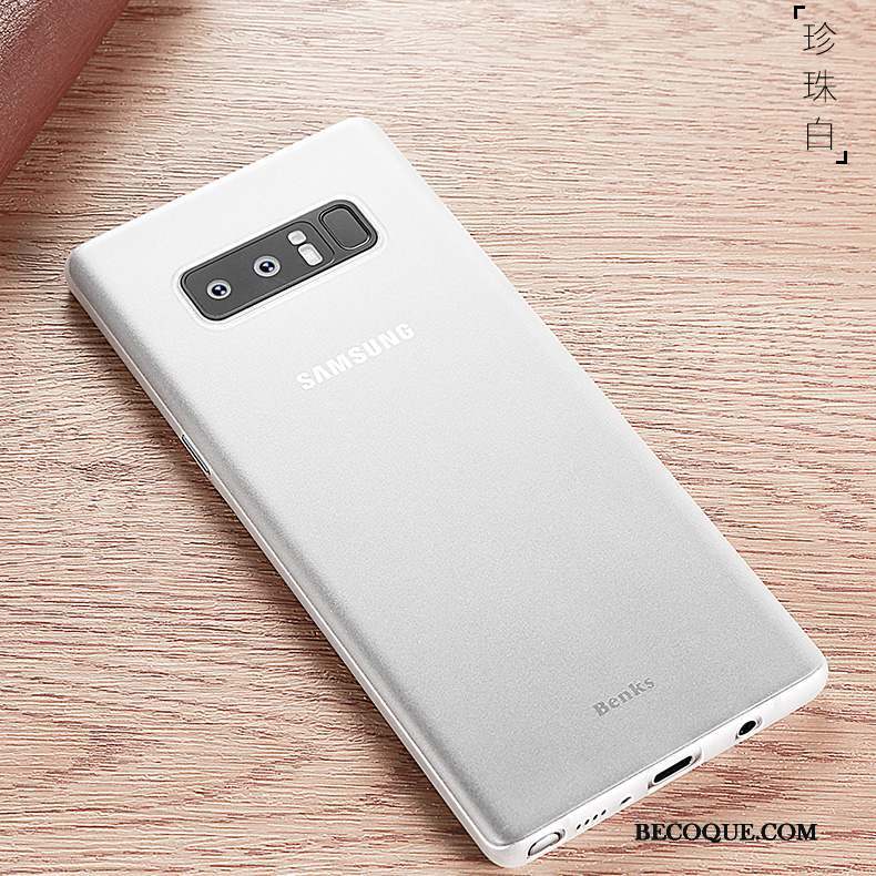 Samsung Galaxy Note 8 Coque Fluide Doux Tout Compris Business Délavé En Daim Transparent Blanc