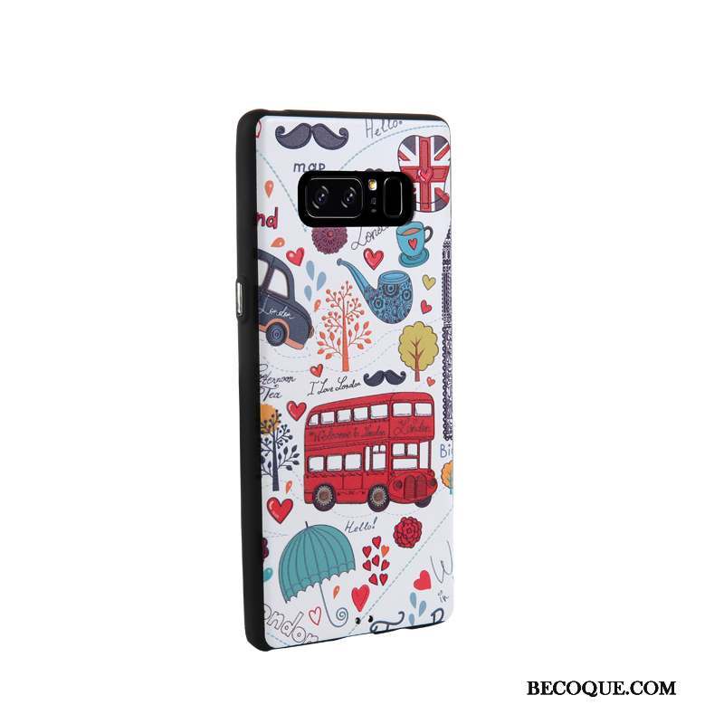 Samsung Galaxy Note 8 Coque Fluide Doux Étui Dessin Animé Peinture Blanc Gaufrage