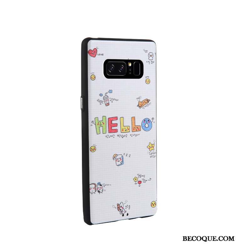 Samsung Galaxy Note 8 Coque Fluide Doux Étui Dessin Animé Peinture Blanc Gaufrage