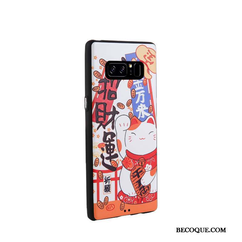 Samsung Galaxy Note 8 Coque Fluide Doux Étui Dessin Animé Peinture Blanc Gaufrage