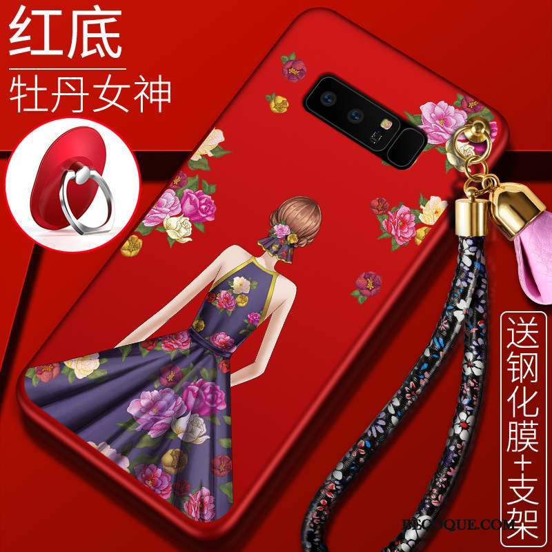 Samsung Galaxy Note 8 Coque Protection Tendance Tout Compris Rouge Silicone Délavé En Daim