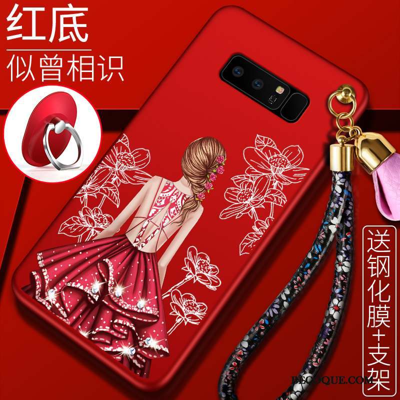 Samsung Galaxy Note 8 Coque Protection Tendance Tout Compris Rouge Silicone Délavé En Daim