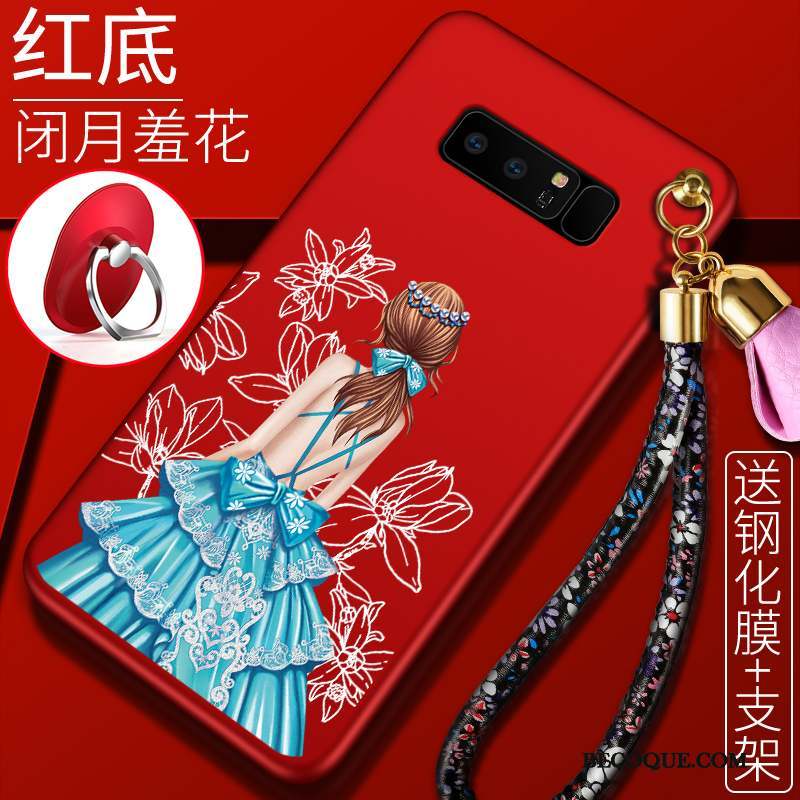 Samsung Galaxy Note 8 Coque Protection Tendance Tout Compris Rouge Silicone Délavé En Daim