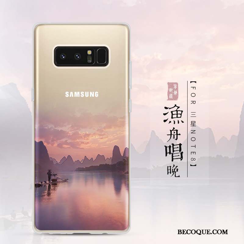 Samsung Galaxy Note 8 Coque Transparent Paysage Incassable Tendance Protection Créatif