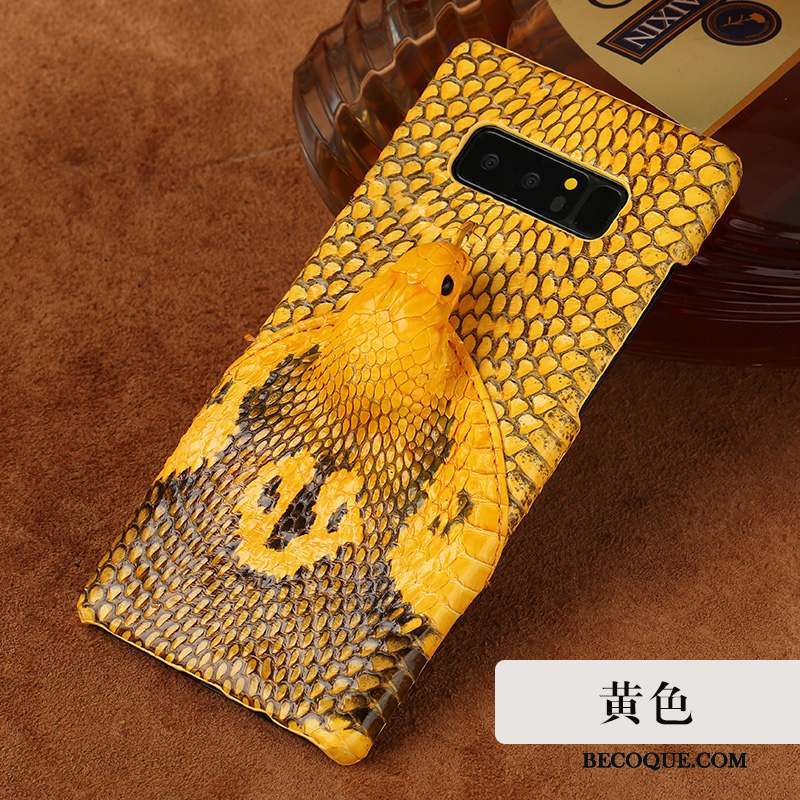 Samsung Galaxy Note 8 Coque Étui En Cuir Personnalité Luxe Couvercle Arrière Jaune Difficile