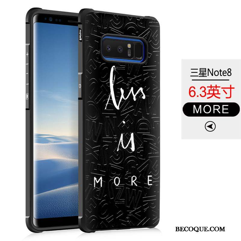 Samsung Galaxy Note 8 Créatif Noir Tendance Dessin Animé Délavé En Daim Coque De Téléphone