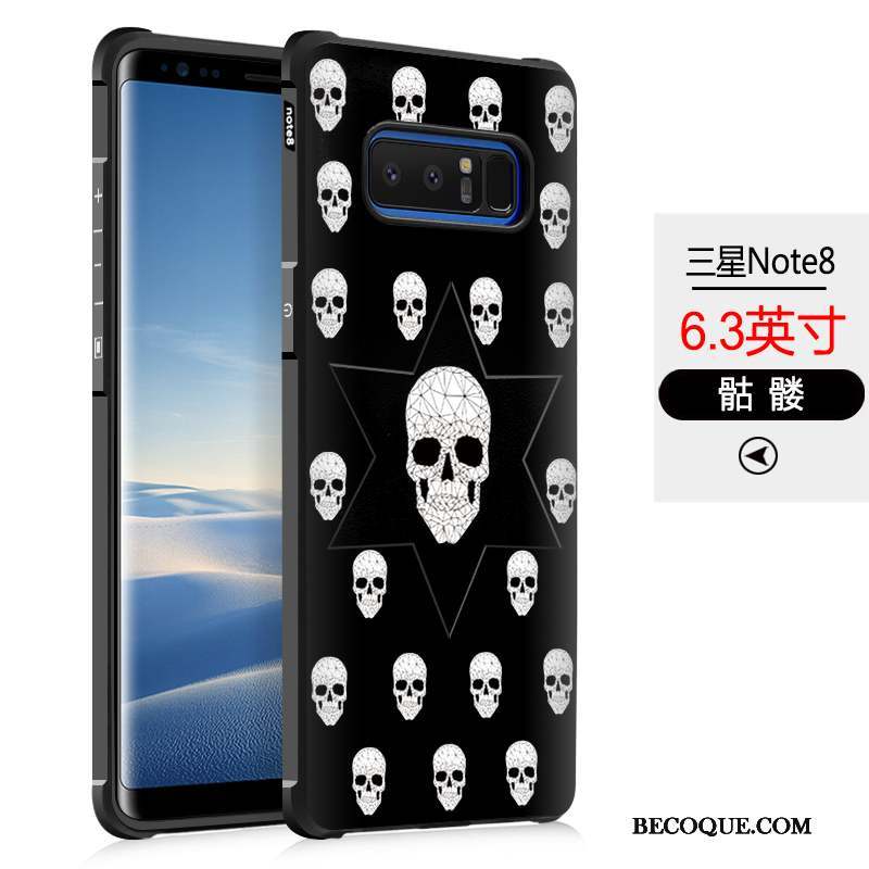 Samsung Galaxy Note 8 Créatif Noir Tendance Dessin Animé Délavé En Daim Coque De Téléphone