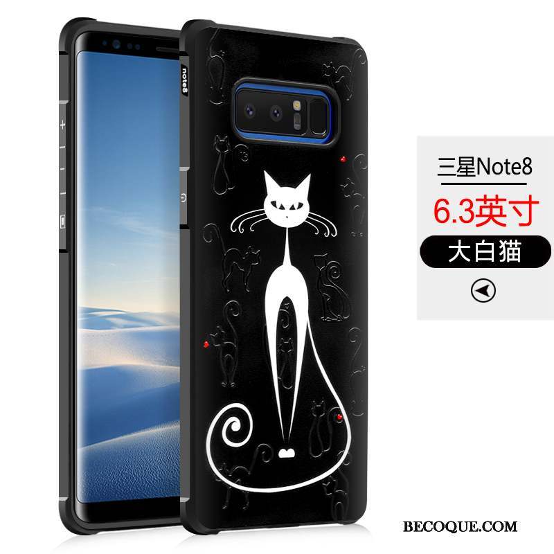 Samsung Galaxy Note 8 Créatif Noir Tendance Dessin Animé Délavé En Daim Coque De Téléphone