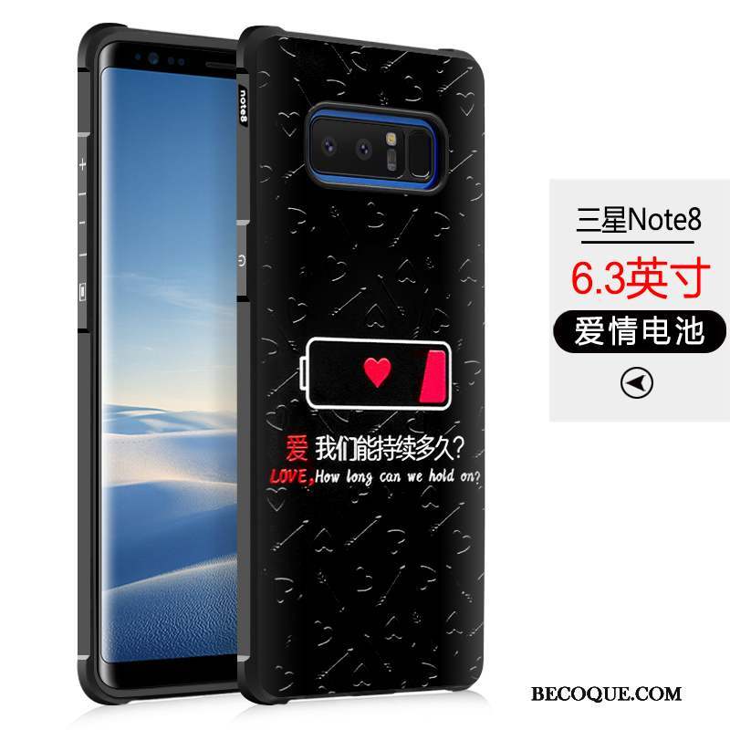 Samsung Galaxy Note 8 Créatif Noir Tendance Dessin Animé Délavé En Daim Coque De Téléphone