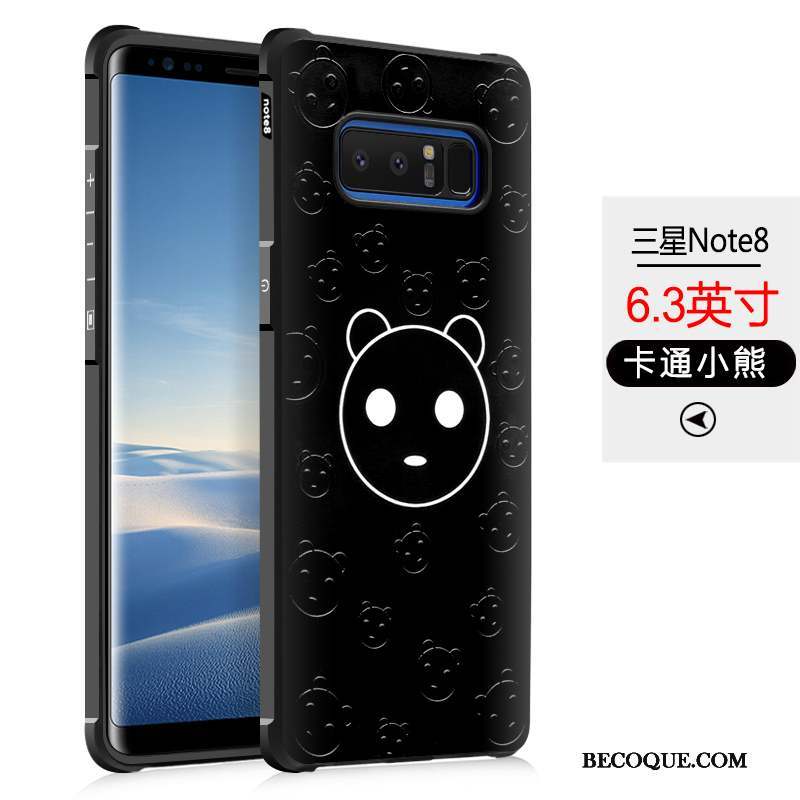 Samsung Galaxy Note 8 Créatif Noir Tendance Dessin Animé Délavé En Daim Coque De Téléphone