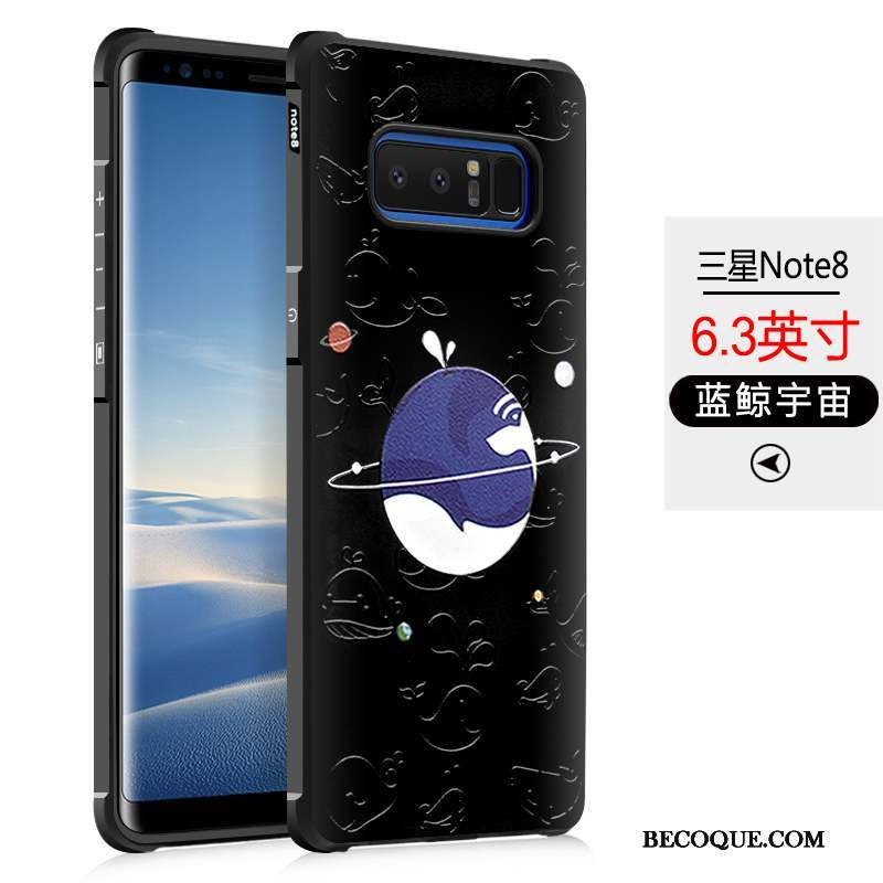 Samsung Galaxy Note 8 Créatif Noir Tendance Dessin Animé Délavé En Daim Coque De Téléphone