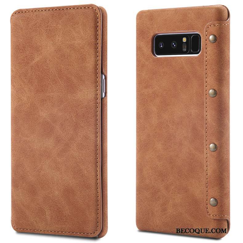 Samsung Galaxy Note 8 Difficile Étui En Cuir Protection Housse Coque De Téléphone Rouge