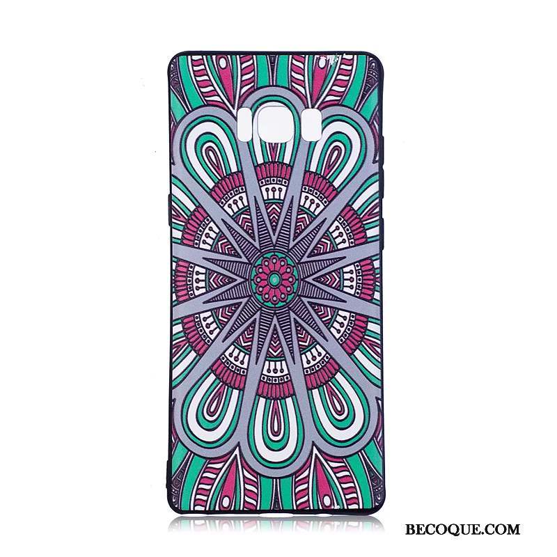 Samsung Galaxy Note 8 Fleurs Peinture Noir Coque De Téléphone Tendance Protection