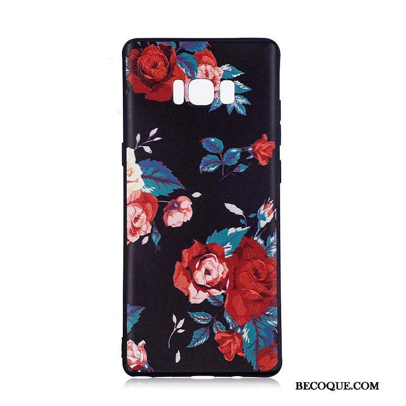 Samsung Galaxy Note 8 Fleurs Peinture Noir Coque De Téléphone Tendance Protection