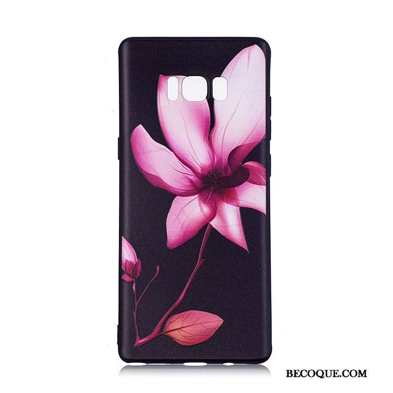 Samsung Galaxy Note 8 Fleurs Peinture Noir Coque De Téléphone Tendance Protection