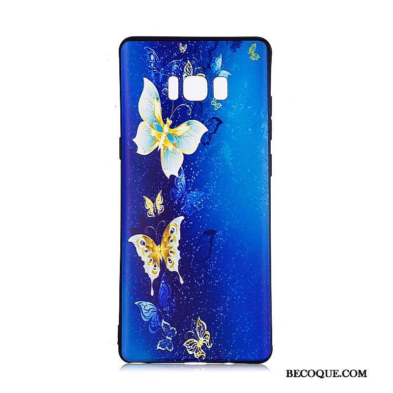 Samsung Galaxy Note 8 Fleurs Peinture Noir Coque De Téléphone Tendance Protection