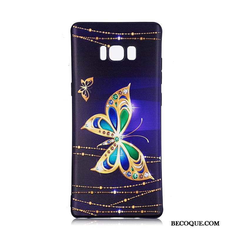 Samsung Galaxy Note 8 Fleurs Peinture Noir Coque De Téléphone Tendance Protection