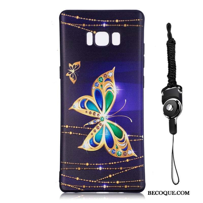 Samsung Galaxy Note 8 Fluide Doux Étui Fleurs Noir Coque Peinture