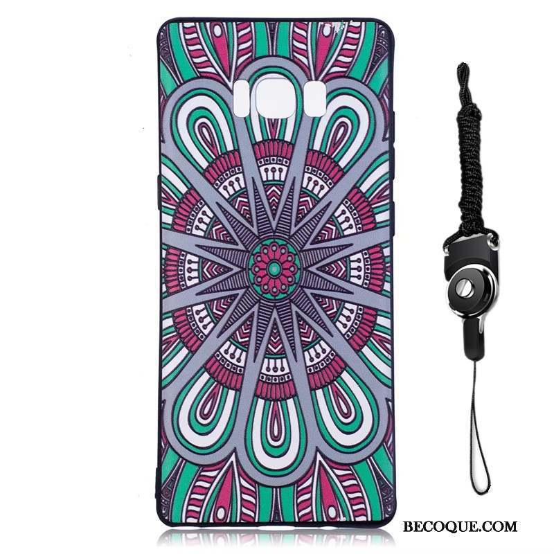 Samsung Galaxy Note 8 Fluide Doux Étui Fleurs Noir Coque Peinture