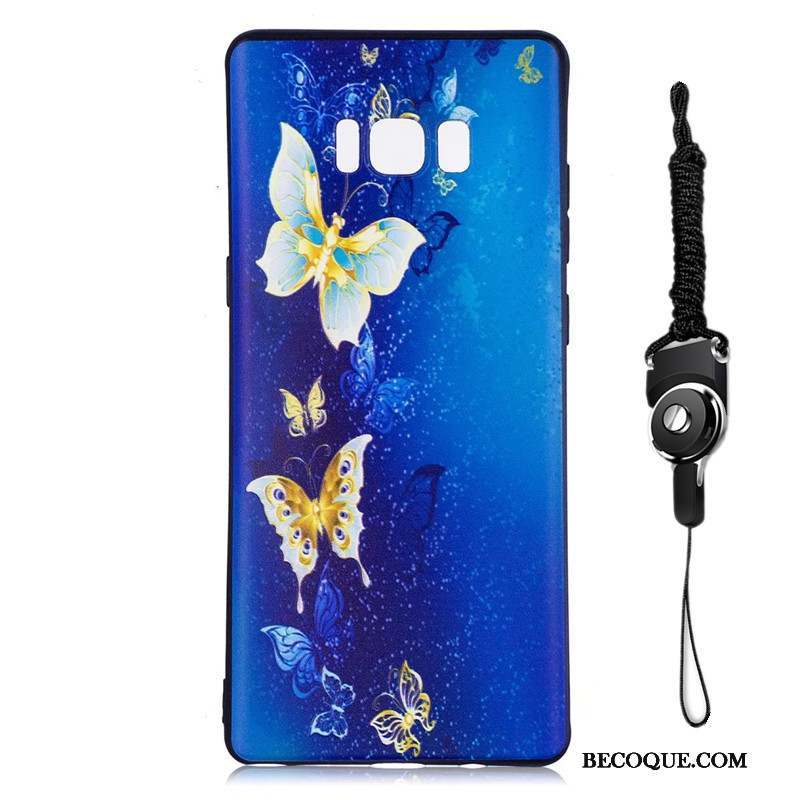 Samsung Galaxy Note 8 Fluide Doux Étui Fleurs Noir Coque Peinture
