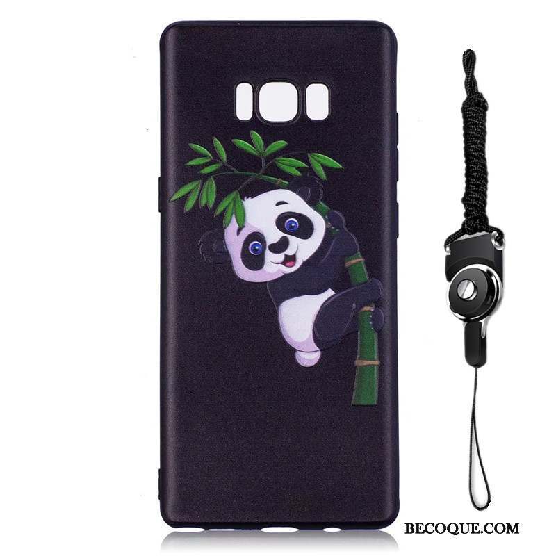 Samsung Galaxy Note 8 Fluide Doux Étui Fleurs Noir Coque Peinture