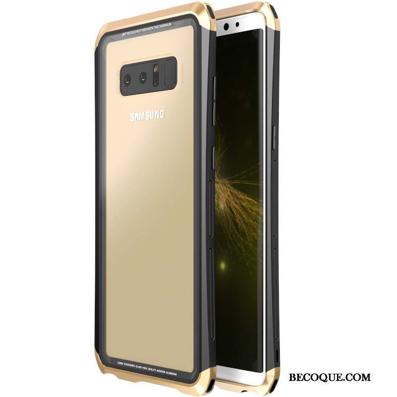 Samsung Galaxy Note 8 Incassable Verre Trempé Protection Coque Métal Border