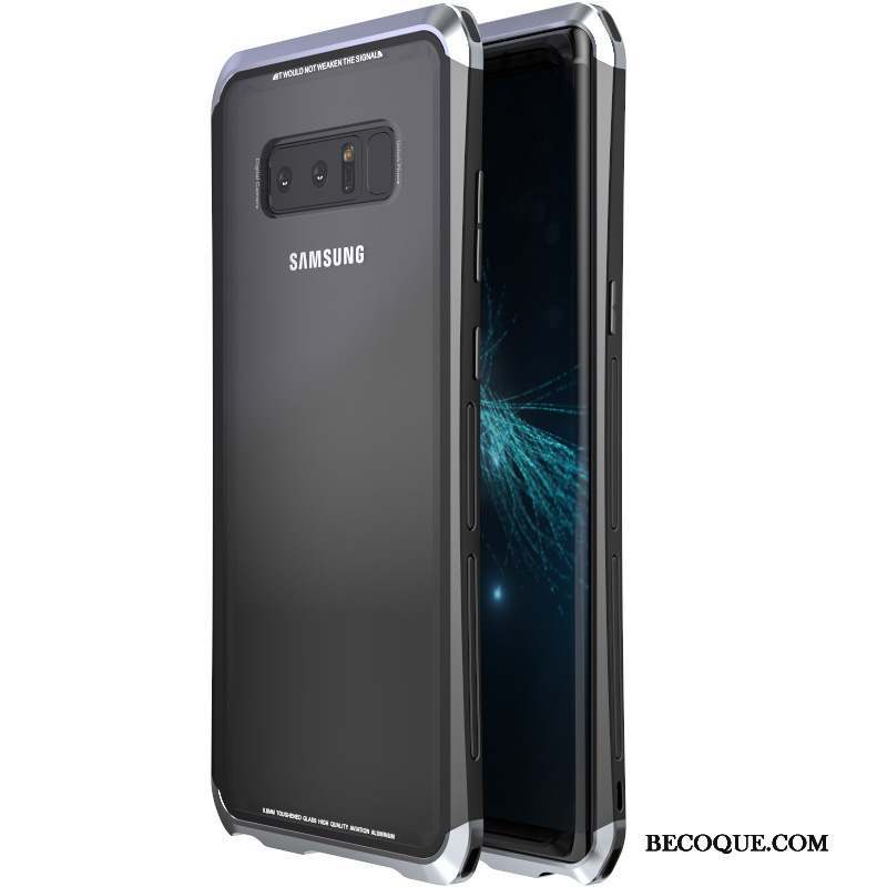 Samsung Galaxy Note 8 Incassable Verre Trempé Protection Coque Métal Border