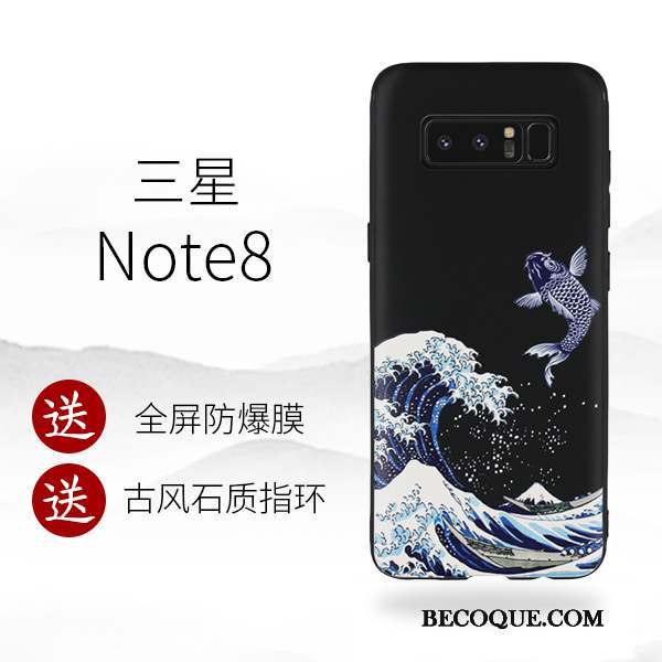 Samsung Galaxy Note 8 Noir Fluide Doux Silicone Tendance Coque De Téléphone