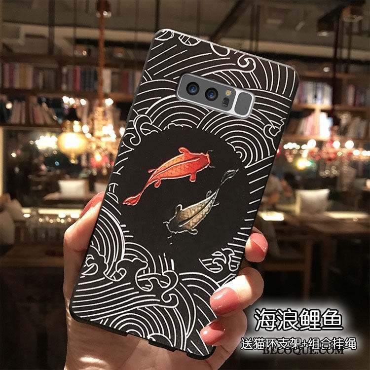 Samsung Galaxy Note 8 Noir Ornements Suspendus Coque De Téléphone Tout Compris Rouge Dessin Animé