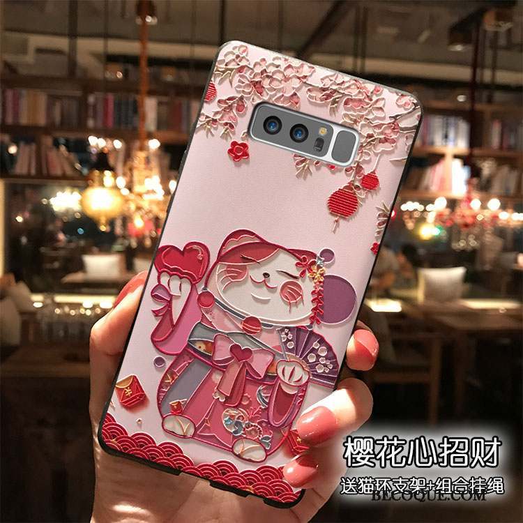 Samsung Galaxy Note 8 Ornements Suspendus Richesse Tendance Rose Coque Silicone